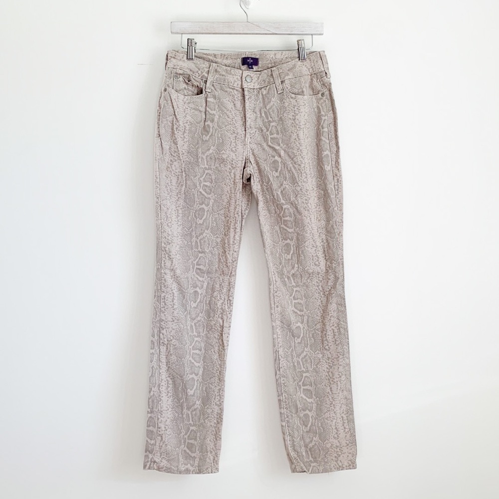 NYDJ Tan Gray Snakeskin Print Skinny Pants 6P Petite